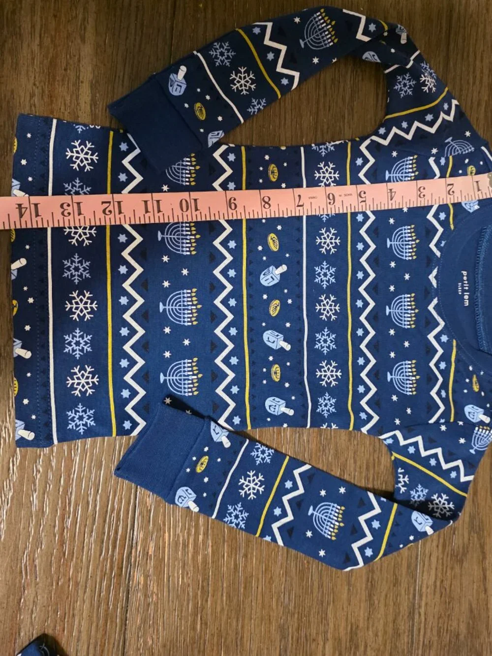 Petit Lem Hanukkah Fair Isle Organic Cotton Pajamas NWT 2T Blue Holiday